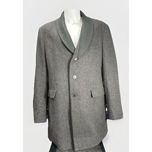 Tallia Men's XL Wool Blend Long Line Overcoat Blazer Gray